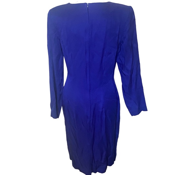Jennifer Jeffries | Womens Vintage 80s Royal Blue Size 8 Long sleeve dress - Picture 4 of 6